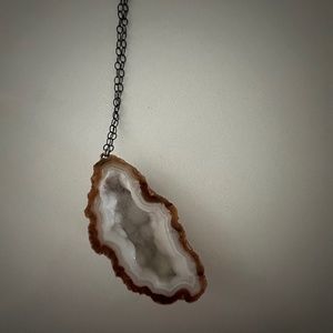 Druzy necklace long chain